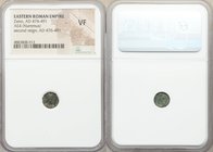 Zeno, Eastern Roman Empire, second reign (AD 474-491). AE4 or nummus (9mm, 1h). NGC VF. Thessalonica. D N ZE-NO AVG, pearl-diademed, draped, and cuira...