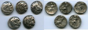 ANCIENT LOTS. Greek. Macedonian Kingdom. Ca. 336-323 BC. Lot of five (5) AR drachms. Fine-VF. Includes: (5) Alexander III the Great, AR drachms, Zeus ...