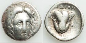 ANCIENT LOTS. Greek. Carian Islands. Rhodes. Ca. 300-250 BC. Lot of two (2) AR denominations. About VF. Ca. 300-250 BC. AR drachm // Ca. 300-250 BC. A...