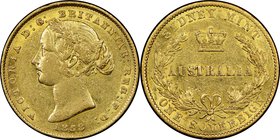 Victoria gold Sovereign 1858-SYDNEY AU50 NGC, Sydney mint, KM4. AGW 0.2353 oz.

HID09801242017