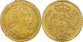 Maria I & Pedro III gold 6400 Reis 1779-R AU55 NGC, Rio de Janeiro mint, KM199.2. Ex. Santa Cruz Collection.

HID09801242017