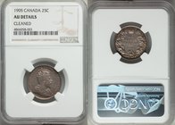 Edward VII 25 Cents 1905 AU Details (Cleaned) NGC, London mint, KM11. Anthracite toning over noted old cleaning. 

HID09801242017