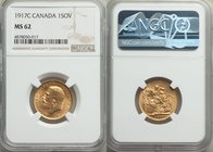 George V gold Sovereign 1917-C MS62 NGC, Ottawa mint, KM20. AGW 0.2355 oz. 

HID09801242017