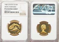 Elizabeth II gold Proof "Arctic Territories" 100 Dollars 1980 PR63 Ultra Cameo NGC, Royal Canadian Mint,, KM129. AGW 0.5002 oz. 

HID09801242017