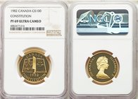 Elizabeth II gold Proof "Constitution" 100 Dollars 1982 PR69 Ultra Cameo NGC, Royal Canadian Mint, KM137.

HID09801242017