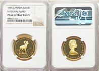 Victoria gold Proof "National Parks" 100 Dollars 1985 PR66 Ultra Cameo NGC, Royal Canadian Mint, KM144. AGW 0.5002 oz. 

HID09801242017