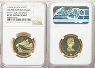 Elizabeth II gold Proof "Calgary Olympics" 100 Dollars 1987 PR69 Ultra Cameo NGC, Royal Canadian Mint, KM158. AGW 0.2500 oz. 

HID09801242017