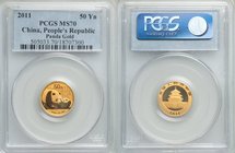 People's Republic gold Panda 50 Yuan (1/10 oz) 2011 MS70 PCGS, KM-Unl., compare KM1984 (silver). Lovely orange-peel toning. AGW 0.0998 oz

HID09801242...