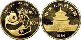 People's Republic gold Panda 100 Yuan (1 oz) 1984 MS68 NGC, KM91. Mintage 25,193. AGW 0.9999 oz.

HID09801242017