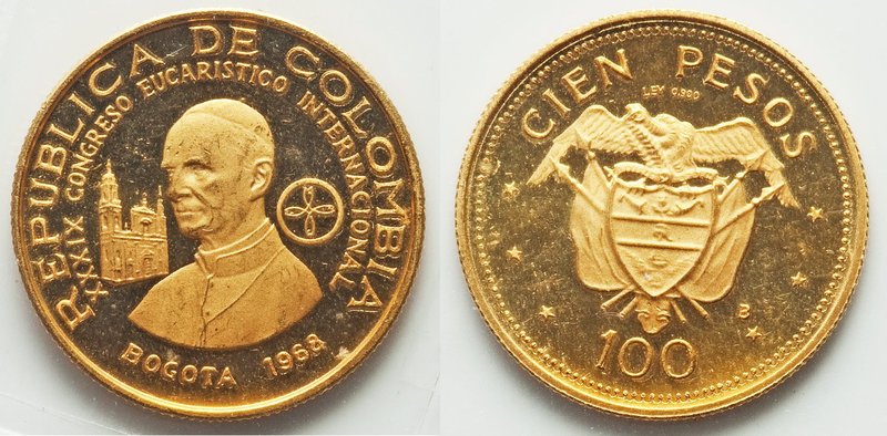 Republic 5-Piece gold Proof Set "International Eucharist Congress" 1968, KMPS1. ...