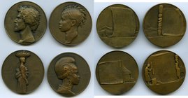 4-Piece Lot of Uncertified bronze "West African" Medals UNC 1) Dahomey bronze Medal ND (c.1930) - 59mm. 106.7gm 2) Sudan bronze Medal ND (c. 1930) - 5...