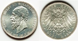 Schaumburg-Lippe. Albrecht George 3 Mark 1911-A UNC, Berlin mint, KM55. 32.9mm. 16.66gm. Flashy white and clean fields very choice condition.

HID0980...