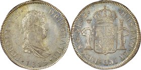 Ferdinand VII 2 Reales 1819 NG-M MS64 NGC, Guatemala City mint, KM67. Spectacular strike and subdued prooflike luster accented by light dove-gray toni...