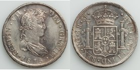 Ferdinand VII 8 Reales 1815 NG-M AU, Guatemala City mint, KM69. Fully struck with some metal stress noted on face and neck, subdued luster with argent...