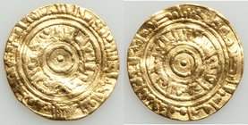 Fatimid. al-Aziz (AH 365-386 / AD 975-996) gold Dinar AH 383 (AD 993/4) About VF (wavy flan), Misr mint, A-703. 21mm. 3.99gm. 

HID09801242017