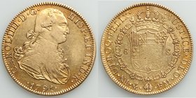 Charles IV gold 8 Escudos 1791 Mo-FM VF, Mexico City mint, KM159. 37mm. 27.01gm. AGW 0.7614 oz. 

HID09801242017