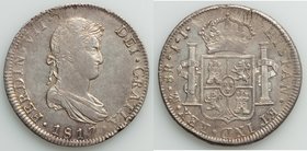 Ferdinand VII 8 Reales 1817 Mo-JJ XF, Mexico City mint, KM111. Light russet and gold toning, some weakness in strike evident on bust and portion of cr...