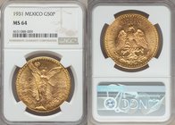Estados Unidos gold 50 Pesos 1931 MS64 NGC, Mexico City mint, KM481, Fr-172. Cartwheel luster.

HID09801242017