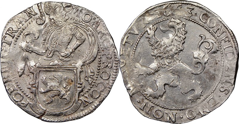 Utrecht. Provincial 1/2 Lion Daalder 1643 AU Details (Obverse Cleaned) NGC, KM12...