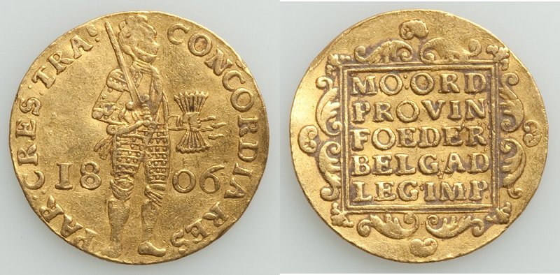 Batavian Republic. Utrecht gold Ducat 1806 VF (wavy flan), KM26.1. 21.2mm. 3.42g...