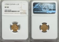 Ferdinand VI gold 1/2 Escudo 1750 S-PJ XF45 NGC, Segovia mint, KM374.

HID09801242017
