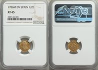 Charles III gold 1/2 Escudo 1786 M-DV XF45 NGC, Madrid mint, KM425.1.

HID09801242017