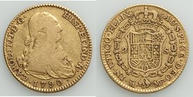 Charles IV gold 2 Escudos 1790 M-MF VF, Madrid mint, KM435.1. 21.5mm. 6.66gm. AGW 0.1904 oz.

HID09801242017