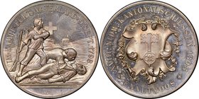 Confederation silver "Nidwalden - Ennetmoos Shooting Festival" Medal 1898 MS64 NGC, Martin-878, Richter-1029b. 45mm. By Eduard Zimmerman. IM KAMPF FUR...