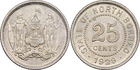 Pair of Certified Assorted Issues NGC, 1) British North Borneo: British Protectorate 25 Cents 1929-H - AU58, Heaton mint, KM6 2) French Indo-China: Fr...