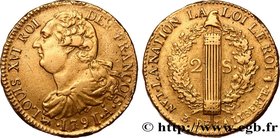 LOUIS XVI
Type : 2 sols dit "au faisceau", type FRANÇOIS 
Date : 1791 
Mint name / Town : Paris 
Metal : bell metal 
Diameter : 34 mm
Orientatio...