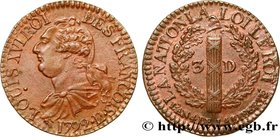 LOUIS XVI
Type : 3 deniers dit "au faisceau", type FRANCOIS 
Date : 1792 
Mint name / Town : Lyon 
Metal : copper 
Diameter : 21,5 mm
Orientatio...