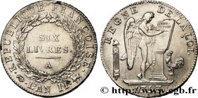 THE CONVENTION
Type : Six livres dit "au génie" 
Date : 1793 
Mint name / Town : Paris 
Metal : silver 
Millesimal fineness : 917 ‰
Diameter : 3...