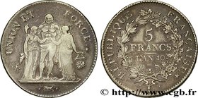 CONSULATE
Type : 5 francs Union et Force, Union serré, avec glands intérieurs et gland extérieur 
Date : An 10 (1801-1802) 
Mint name / Town : Bayo...