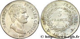 CONSULATE
Type : 5 francs Bonaparte Premier Consul 
Date : An 12 (1803-1804) 
Mint name / Town : Paris 
Quantity minted : 3453967 
Metal : silver...