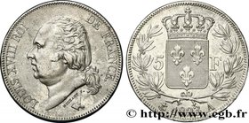 LOUIS XVIII
Type : 5 francs Louis XVIII, tête nue 
Date : 1823 
Mint name / Town : Paris 
Quantity minted : 6533634 
Metal : silver 
Millesimal ...