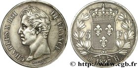 CHARLES X
Type : 5 francs Charles X, 2e type 
Date : 1827 
Mint name / Town : La Rochelle 
Quantity minted : 418711 
Metal : silver 
Millesimal ...