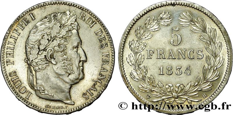 LOUIS-PHILIPPE I
Type : 5 francs IIe type Domard 
Date : 1834 
Mint name / To...