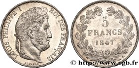 LOUIS-PHILIPPE I
Type : 5 francs IIIe type Domard 
Date : 1847 
Mint name / Town : Paris 
Quantity minted : 12.617.926 
Metal : silver 
Millesim...