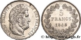 LOUIS-PHILIPPE I
Type : 5 francs IIIe type Domard 
Date : 1848 
Mint name / Town : Paris 
Quantity minted : 3048692 
Metal : silver 
Millesimal ...
