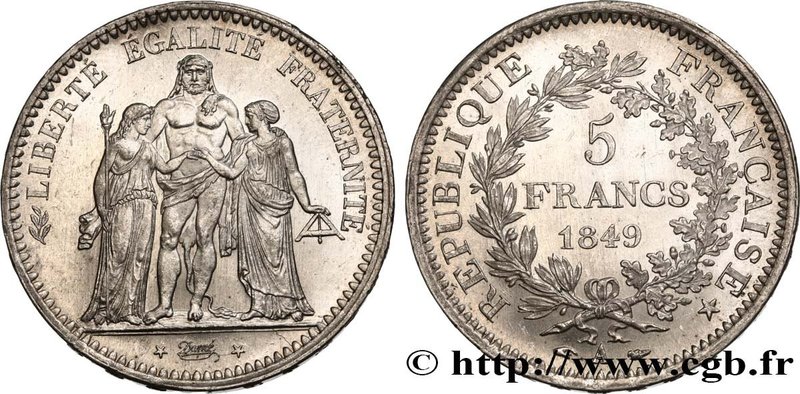 II REPUBLIC
Type : 5 francs Hercule, IIe République 
Date : 1849 
Mint name /...