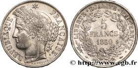 II REPUBLIC
Type : 5 francs Cérès, IIe République 
Date : 1850 
Mint name / Town : Paris 
Quantity minted : 14.542.699 
Metal : silver 
Millesim...