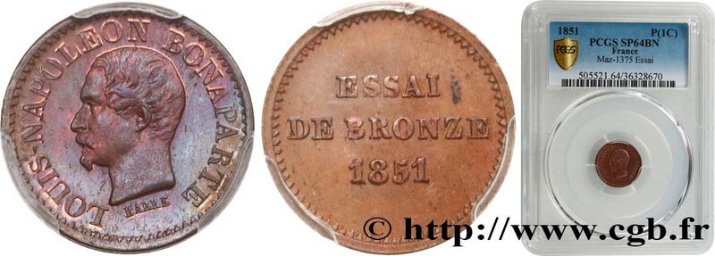 II REPUBLIC
Type : Essai de bronze au module de un centime, Louis-Napoléon Bona...