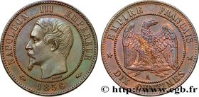 SECOND EMPIRE
Type : Dix centimes Napoléon III, tête nue 
Date : 1856 
Mint name / Town : Paris 
Quantity minted : 19.288.522 
Metal : bronze 
D...