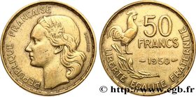 IV REPUBLIC
Type : 50 francs Guiraud 
Date : 1950 
Quantity minted : inclus 
Metal : bronze-aluminium 
Diameter : 27 mm
Orientation dies : 6 h....