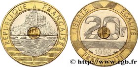 V REPUBLIC
Type : 20 francs Mont Saint-Michel 
Date : 1992 
Mint name / Town : Pessac 
Quantity minted : 59.966.063 
Metal : bronze-aluminium and...
