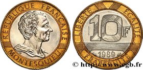 V REPUBLIC
Type : Essai de 10 francs Montesquieu 
Date : 1989 
Mint name / Town : Pessac 
Quantity minted : 1.850 
Metal : bronze-aluminium 
Dia...