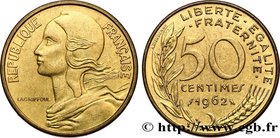 V REPUBLIC
Type : 50 centimes Marianne, col à 4 plis 
Date : 1962 
Mint name / Town : Paris 
Quantity minted : --- 
Metal : bronze-aluminium 
Di...