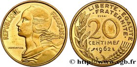 V REPUBLIC
Type : Essai de 20 centimes Marianne 
Date : 1962 
Mint name / Town : Paris 
Quantity minted : 3500 
Metal : bronze-aluminium 
Diamet...