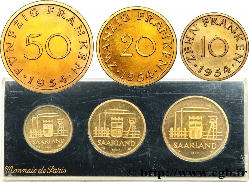 SAAR TERRITORIES
Type : Boîtier d’essais de 10, 20 et 50 Franken 
Date : 1954 ...