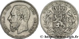 BELGIUM - KINGDOM OF BELGIUM - LEOPOLD II
Type : 5 Francs 
Date : 1866 
Quantity minted : - 
Metal : silver 
Millesimal fineness : 900 ‰
Diamete...